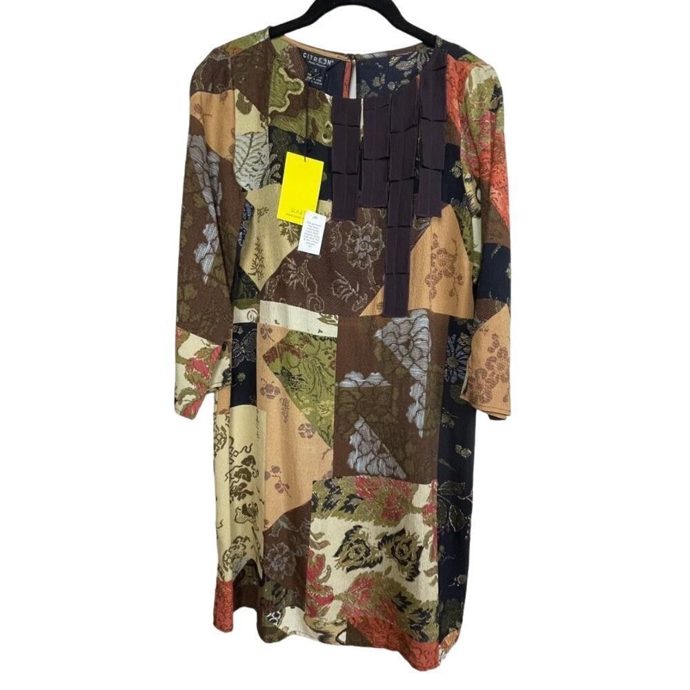 NWT Citron Santa Monica Silk Sheath Dress Size S Floral Patchwork Tunic